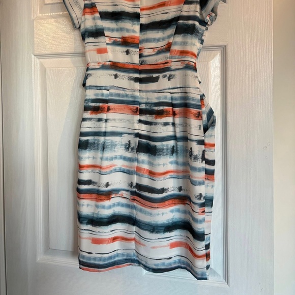 EUC blue/orange/white Pink Martini cap sleeve cocktail dress - Picture 5 of 6